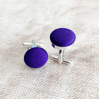 Purple Pure Silk Covered Cufflinks