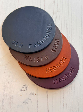 Leather Coaster Set – Classic Cocktails Collection (Set of 4)