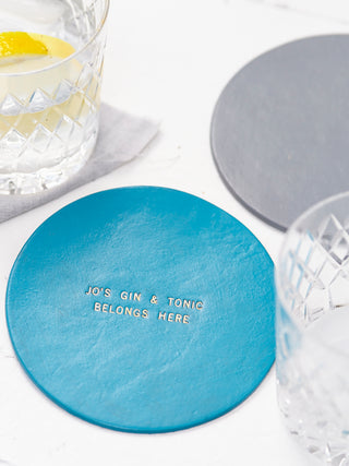Hand Painted Personalised Leather Coaster