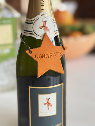 Congratulations Gift Leather Star Bottle Tag