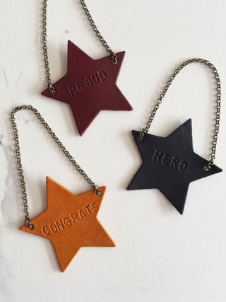 Congratulations Gift Leather Star Bottle Tag