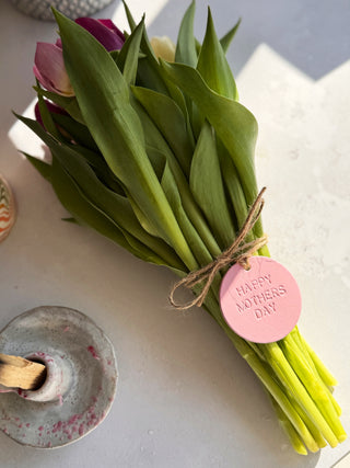 Leather Flower Label Tags.