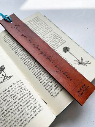 Personalised Leather Bookmark.