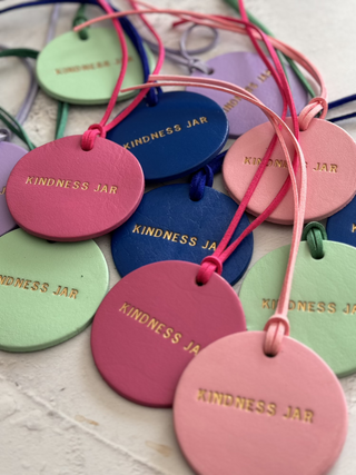 Kindness jar labels, hot pink, pale pink, royal blue and mint green labels complete with matching cord to tie around a reward jar.