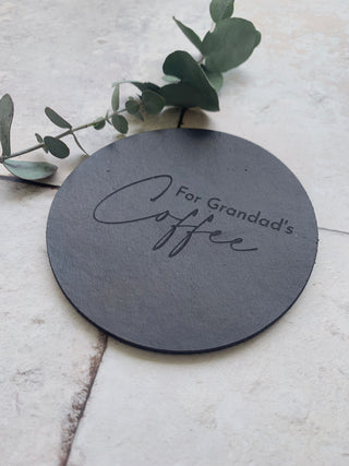Personalised Dyed Cursive Leather Coaster