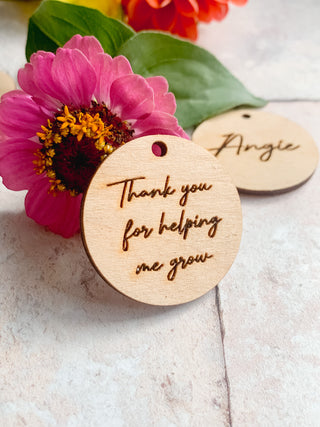 Tag to be tied around a bunch of flowers