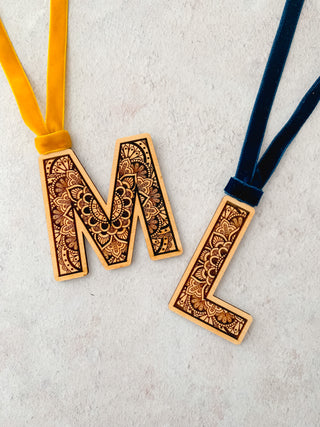 Monogram Mandala Wooden Christmas Decoration