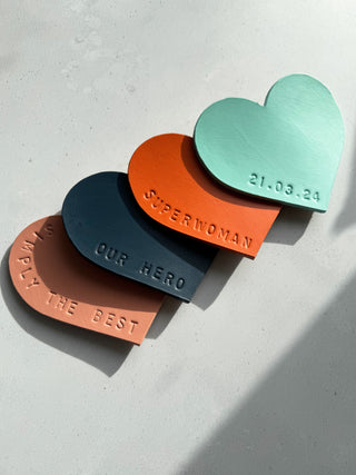 Personalised Leather Love Friendship Heart Coaster, perfect mother's day gift.