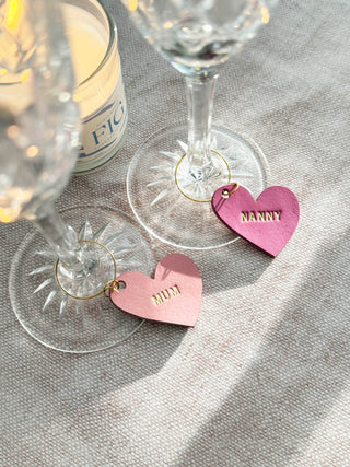 Special Occasion Valentines Day Heart Leather Wine Glass Charm