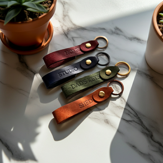 Stamped Personalised Loop Leather Keyring