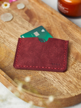 Simple Leather Wallet Lined with Brocade Pure Silk