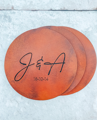 Personalised Engraved Couple Initials Anniversary Coasters