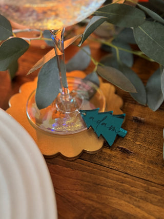 Personalised Christmas Table Decoration Wine Glass Charms