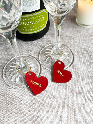 Special Occasion Valentines Day Heart Leather Wine Glass Charm