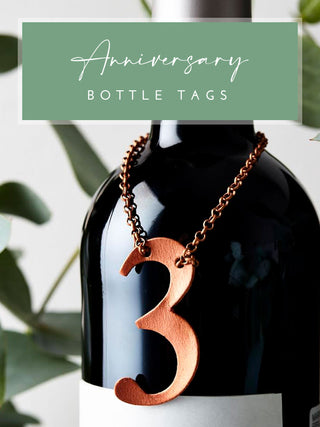Leather 3rd Anniversary Bottle Tag in Copper