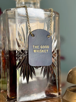 Painted Leather Bottle Tag - Personalised gifts for the home - gifts for the bar - little extra gifts - Father’s Day gifts