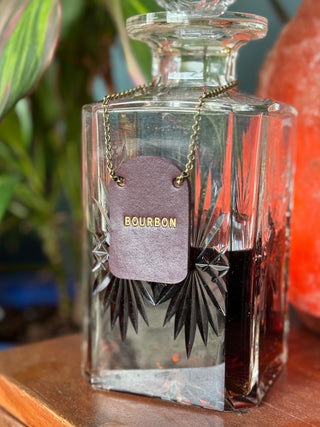 Painted Leather Bottle Tag - Personalised gifts for the home - gifts for the bar - little extra gifts - Father’s Day gifts