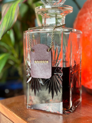 Painted Leather Bottle Tag - Personalised gifts for the home - gifts for the bar - little extra gifts - Father’s Day gifts