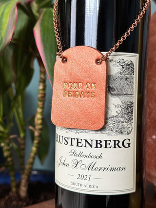 Painted Leather Bottle Tag - Personalised gifts for the home - gifts for the bar - little extra gifts - Father’s Day gifts