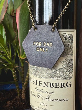 Hexagon Leather Bottle Tag - Personalised gifts for the home - gifts for the bar - little extra gifts - Father’s Day gifts