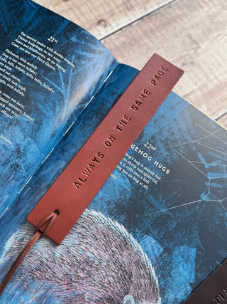 Personalised Leather Bookmark in Tan