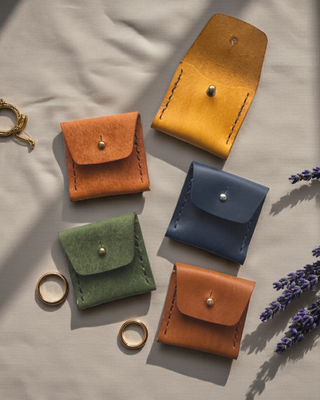 5 different leather pouches