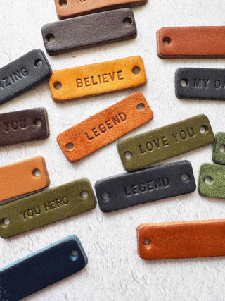 Pair of Personalised Leather Trainer Labels