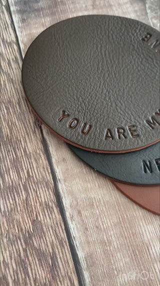 Classic Hand Stamped Leather Coasters - Gifts for the home, new home gifts, Father's day gift, personalised home office gift