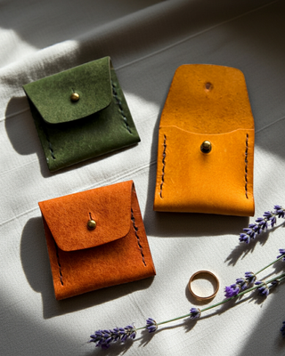 Handmade Leather Ring Purse