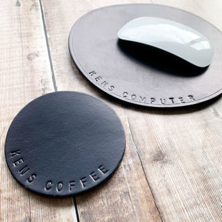 Handstamped Leather Mouse Mat