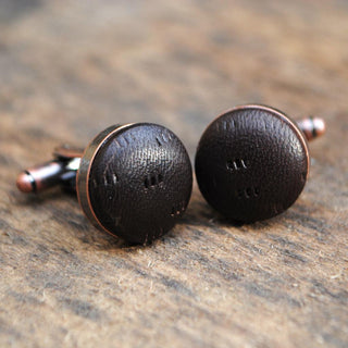 Chocolate Brown Textured Leather Cufflinks