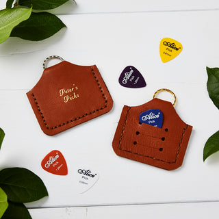 Tan Personalised Plectrum Holder Keyring