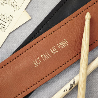 Add a cheeky message for the drummer in your life. It looks great in the gold Huxley font lettering.