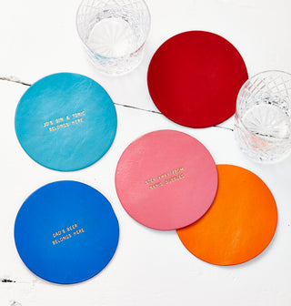 Initial Square Leather Coasters