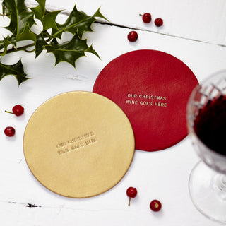 Personalised Christmas Leather Coaster