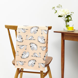 Swimming Swans Tea Towel