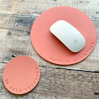 Handstamped Leather Mouse Mat
