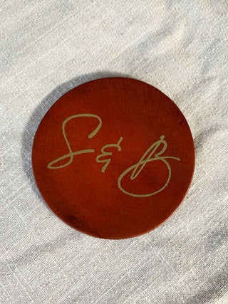 Couples Initials Leather Coaster