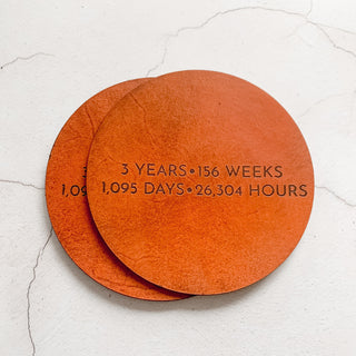 Tan 3rd Anniversary Coasters