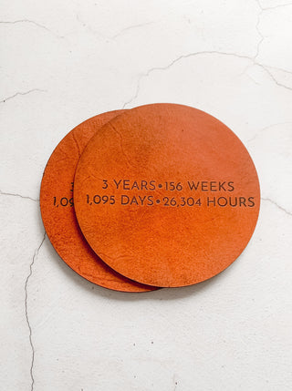 Tan anniversary coasters