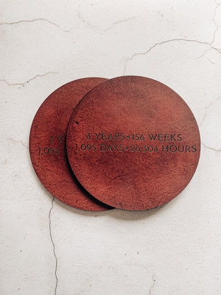 Mahogany leather coasters