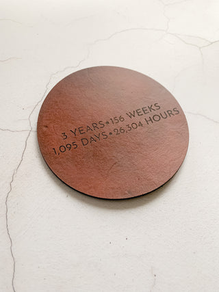 Third Wedding Anniversary Leather Coasters