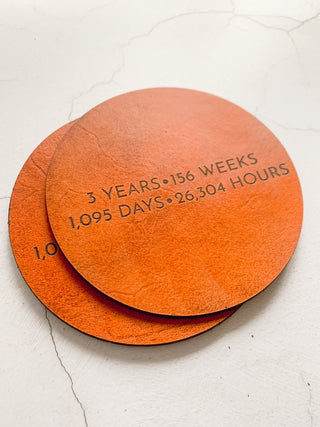 Third Wedding Anniversary Leather Coasters