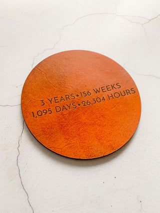Third Wedding Anniversary Leather Coasters