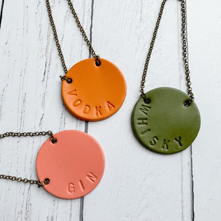 Hand stamped leather bottle tag