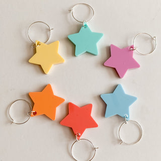 Pastel Star Glass Charms set of 6