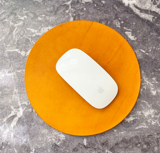 Mustard luxury leather mouse mat