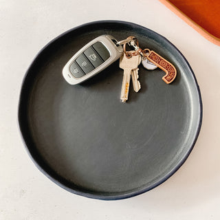 Midnight blue leather tray