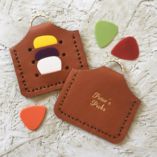 Tan Personalised Plectrum Holder Keyring