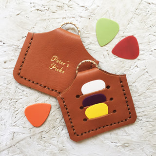 Tan Personalised Plectrum Holder Keyring